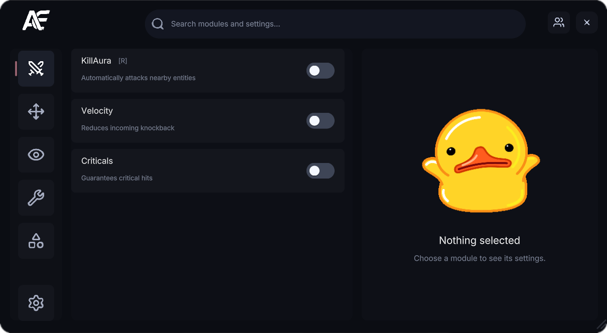 Aethel menu